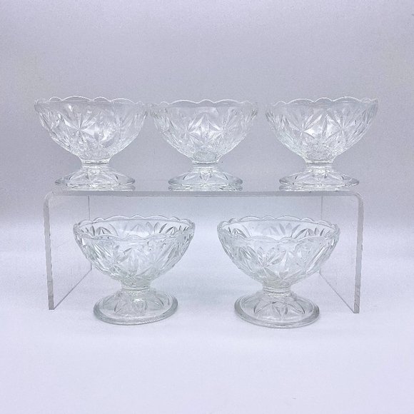 Vintage 1960s Anchor Hocking Pedestal Cups - Set of 5 Vintage Glass Cups - Picture 1 of 7